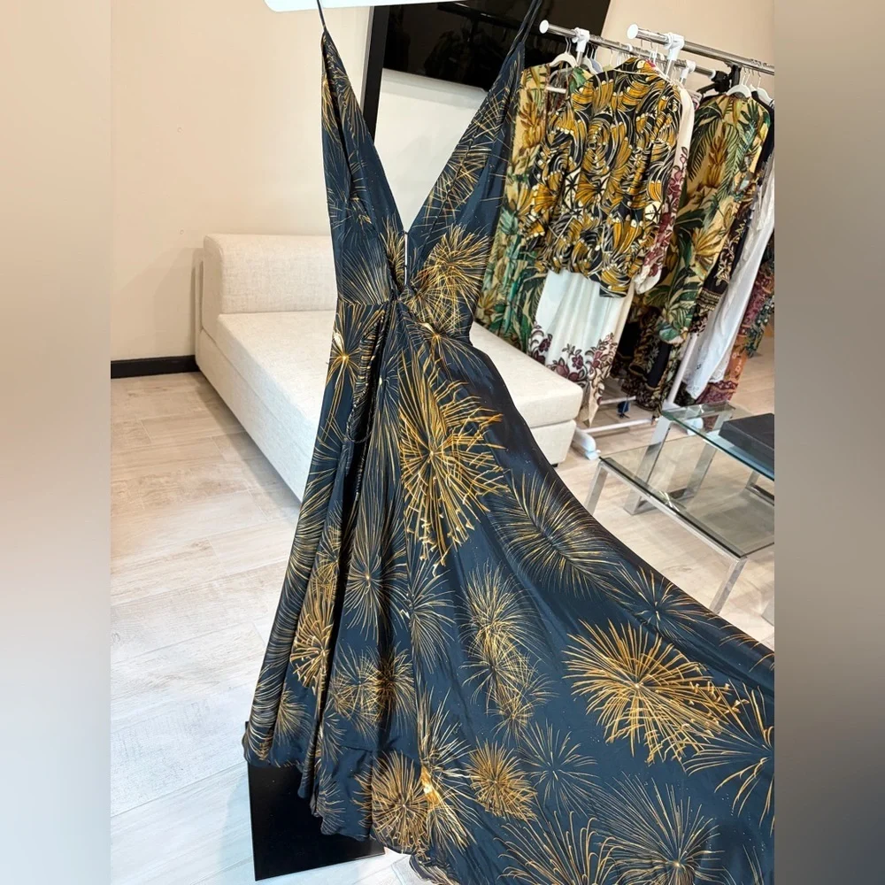 Farm Rio: Black Fireworks Sleeveless Open Back Maxi Dress - Picture 8 of 14